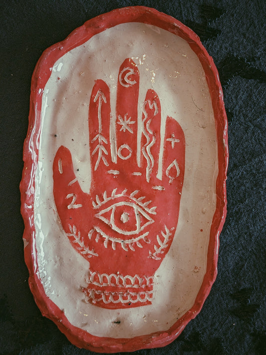 Palmistry Offering Plate - Red